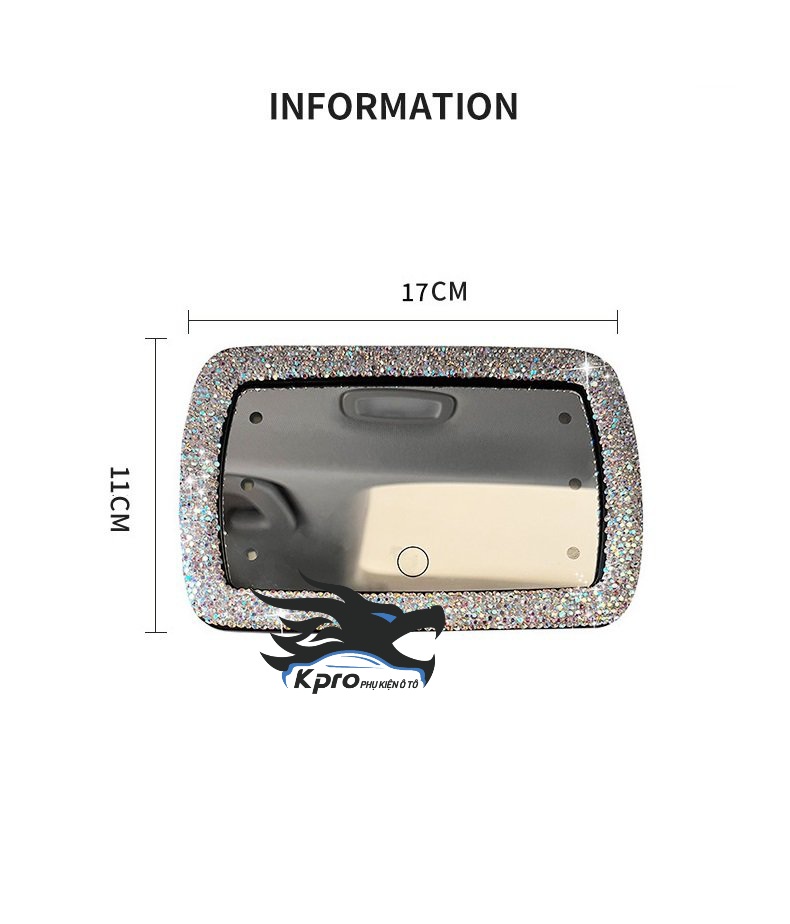 Gương trang điểm ô tô đính đá có đèn led cảm ứng, xài pin - Hàng Kpro chất lượng cao