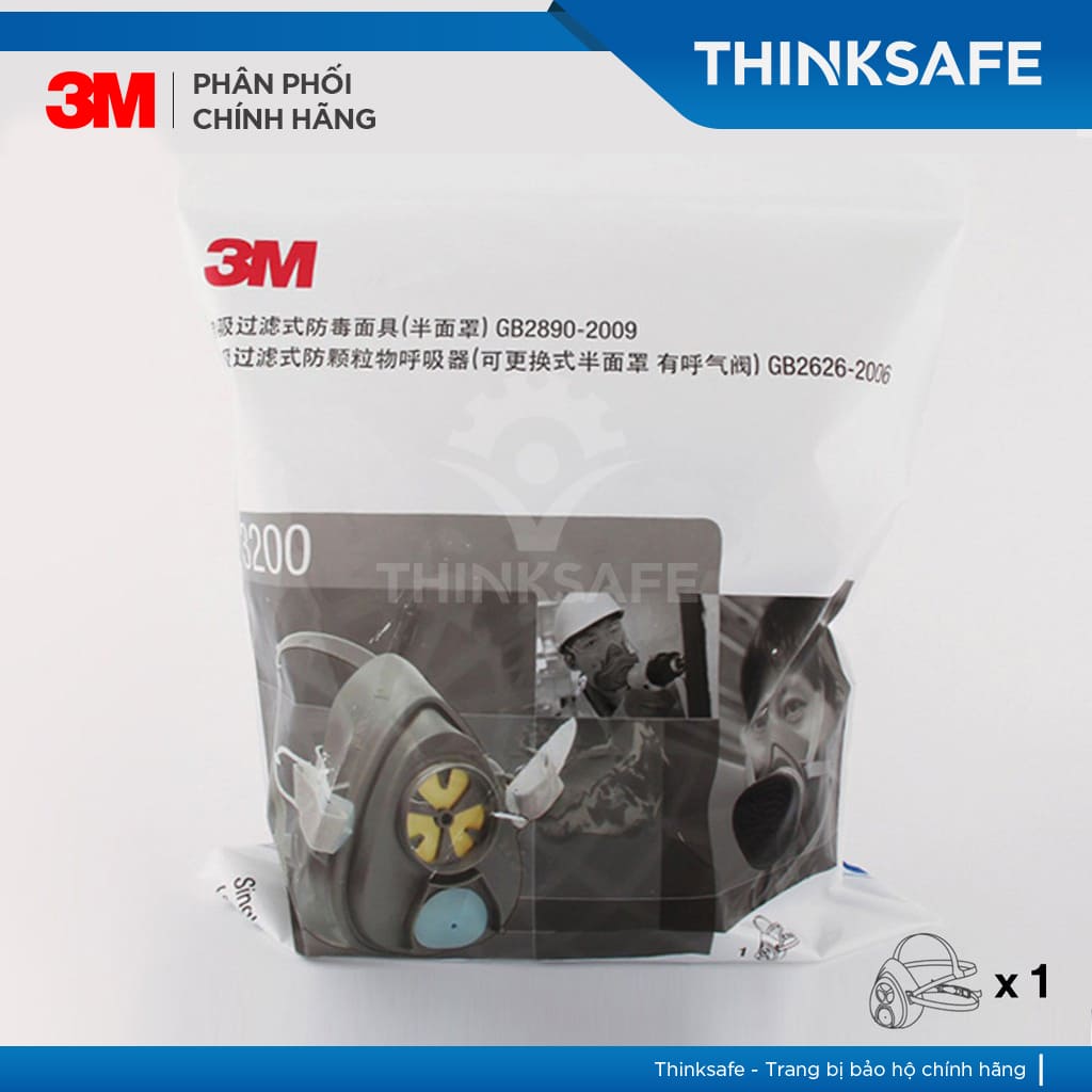 Mặt nạ phòng độc 3M Thinksafe, chống giọt bắn, lọc hơi độc và lọc bụi mịn, phòng dịch - 3M 3200/1700/1744