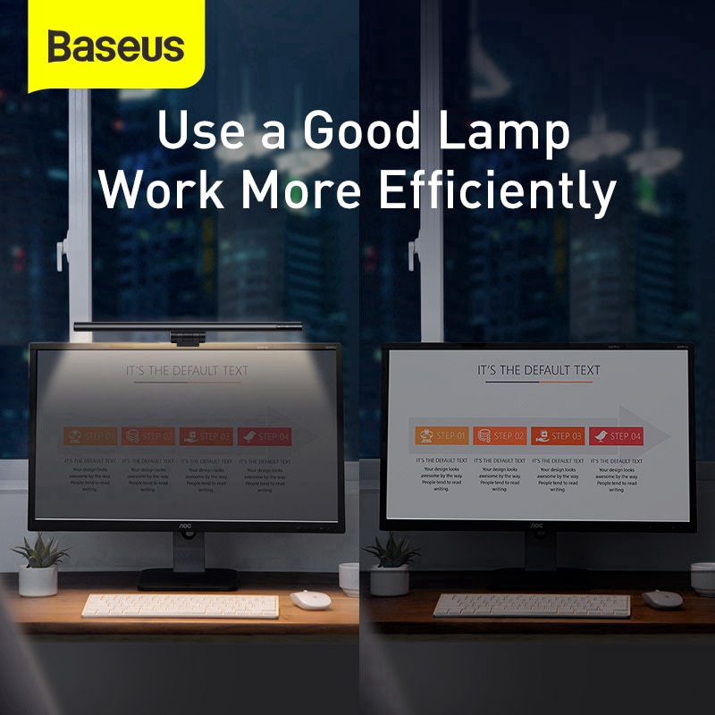 Đèn treo màn hình bảo vệ mắt Baseus i-Work Series (3 Light Mode, Anti Bluelight, USB Stepless Dimming Screen Hanging Light, New Model) - DGIWK-B02 - Hàng chính hãng