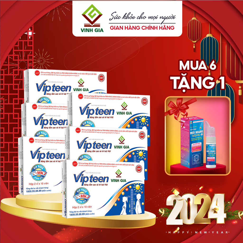 Hộp Viên Uống VIPTEEN VINH GIA Bổ Sung Canxi Nano D3 MK7 Tăng Chiều Cao Cho Trẻ 9 -18 tuổi