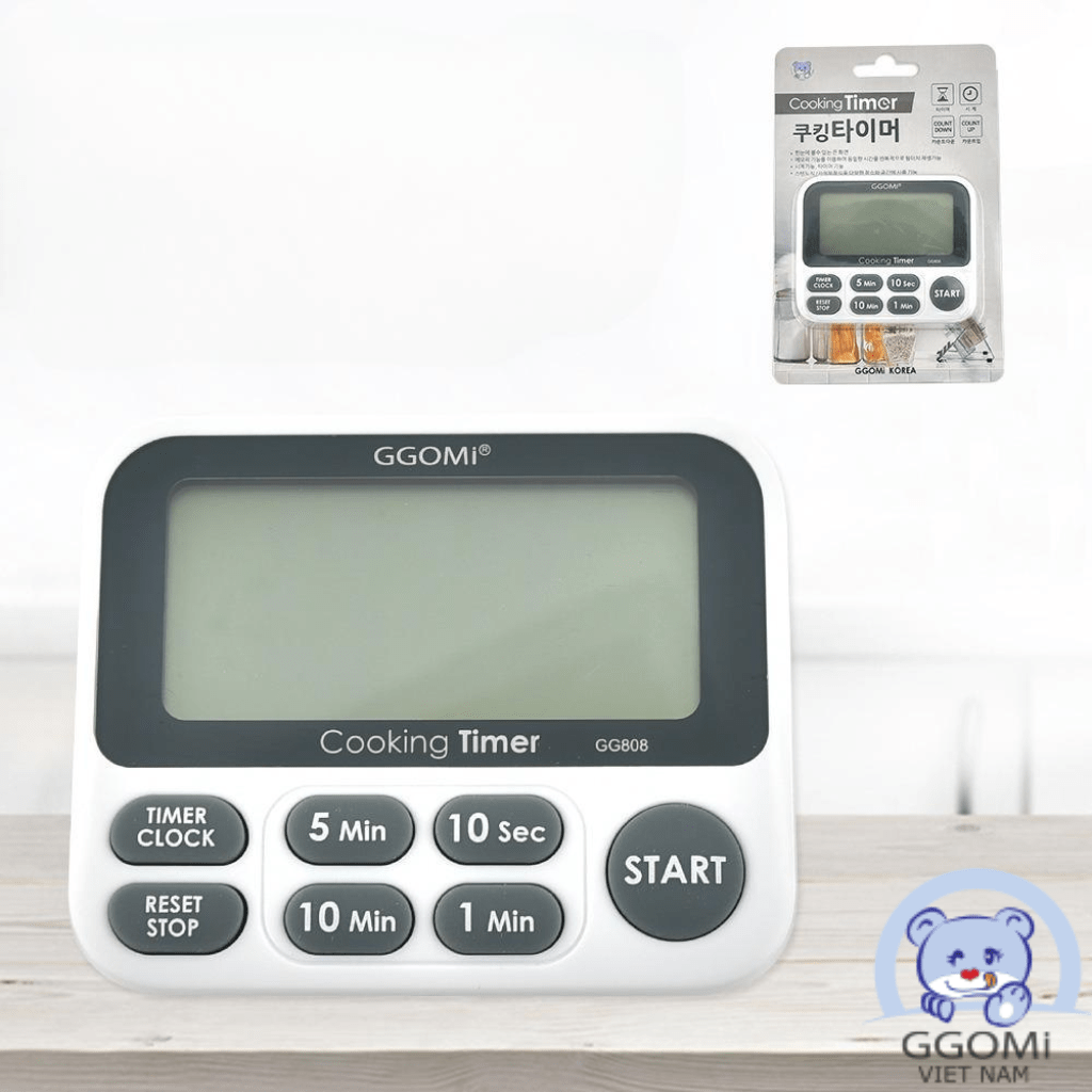 Hàng chính hãng: Đồng hồ bấm hẹn giờ màn hình điện tử GGOMi Hàn Quốc GG808. Dùng để bấm giờ nấu ăn, tập thể dục thể thao
