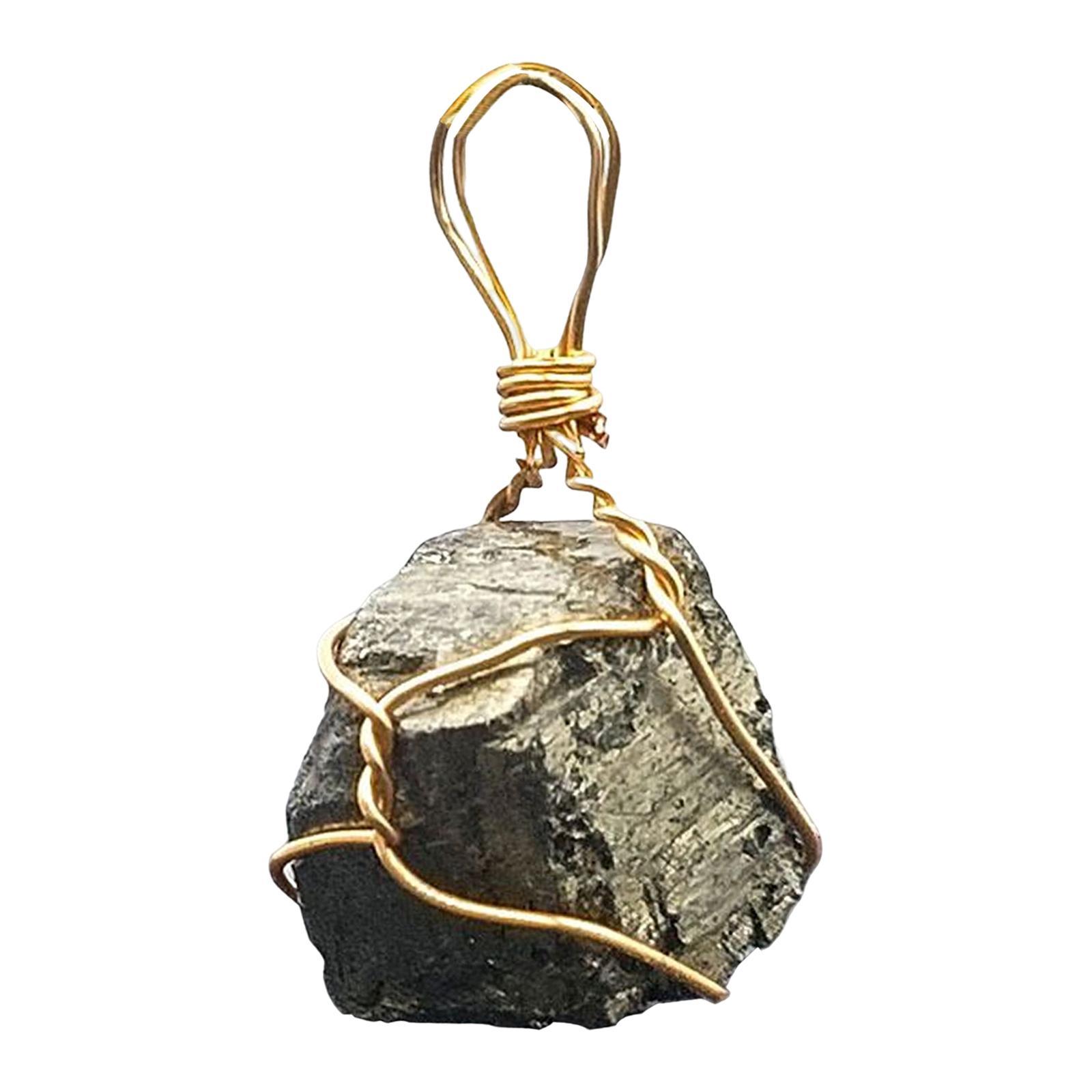 Pyrite Stone Jewelry Necklace Pendant Mineral Iron Rough Decoration
