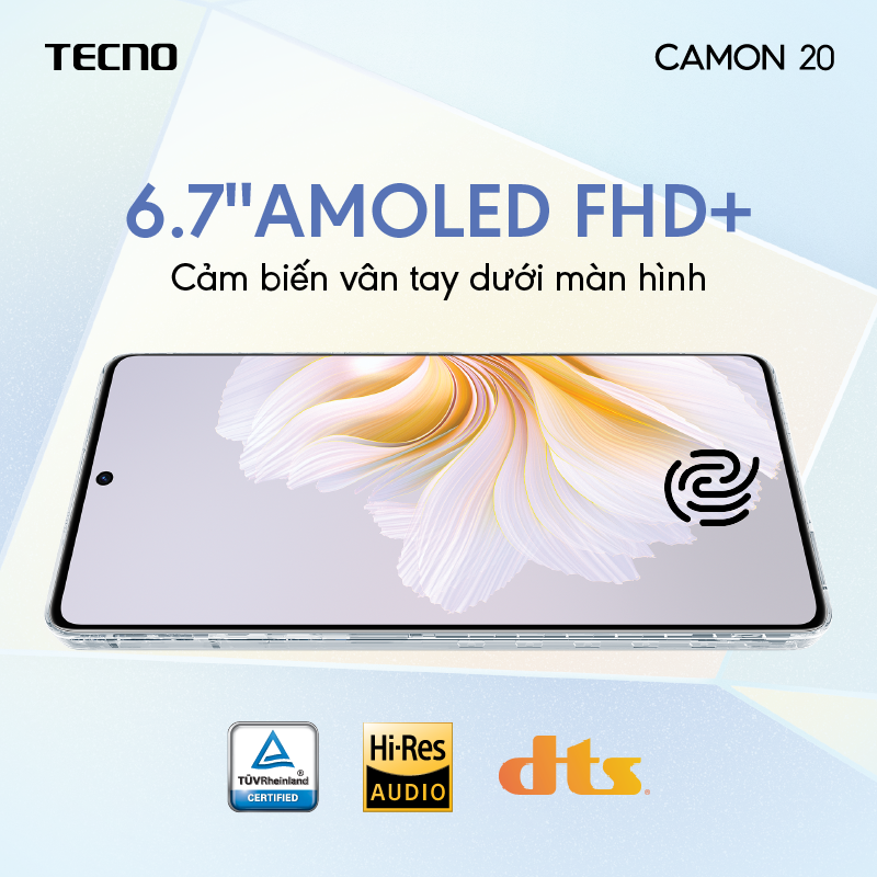 Hình ảnh Điện thoại Tecno CAMON 20 8GB/256GB - Camera 64MP + 32MP | 5000 mAh | Sạc nhanh 33W | 6.7'' FHD AMOLED - BH 13 Tháng - Hàng Chính Hãng