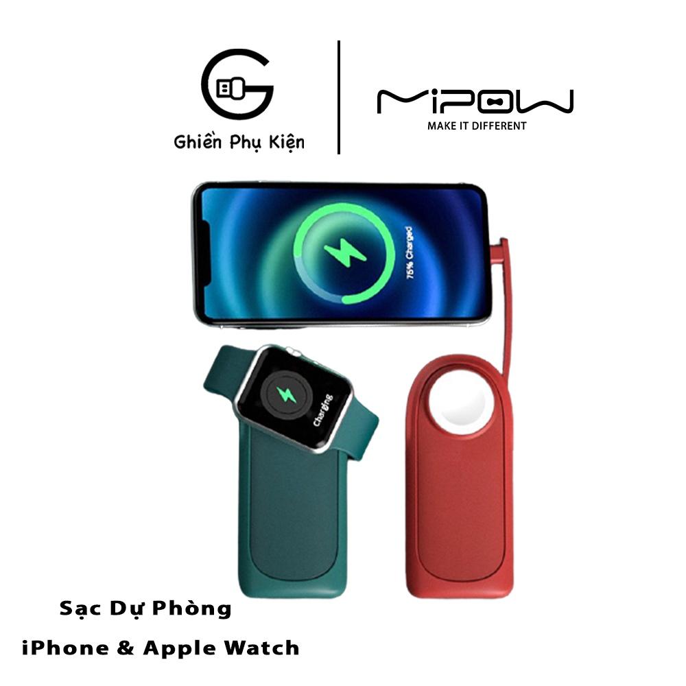 Sạc Dự Phòng Không Dây MIPOW TUBE PRO 10000MAH For APPLE WATCH 4/5/6/7 &amp;amp; IPHONE 12/13 Series - Hàng Chính Hãng