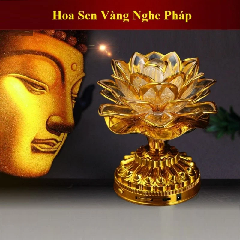 Đèn Hoa Sen Cắm Điện Phát Nhạc Nghe Pháp Giảng Phật Giáo Đổi Nhiều Màu Bắt Mắt
