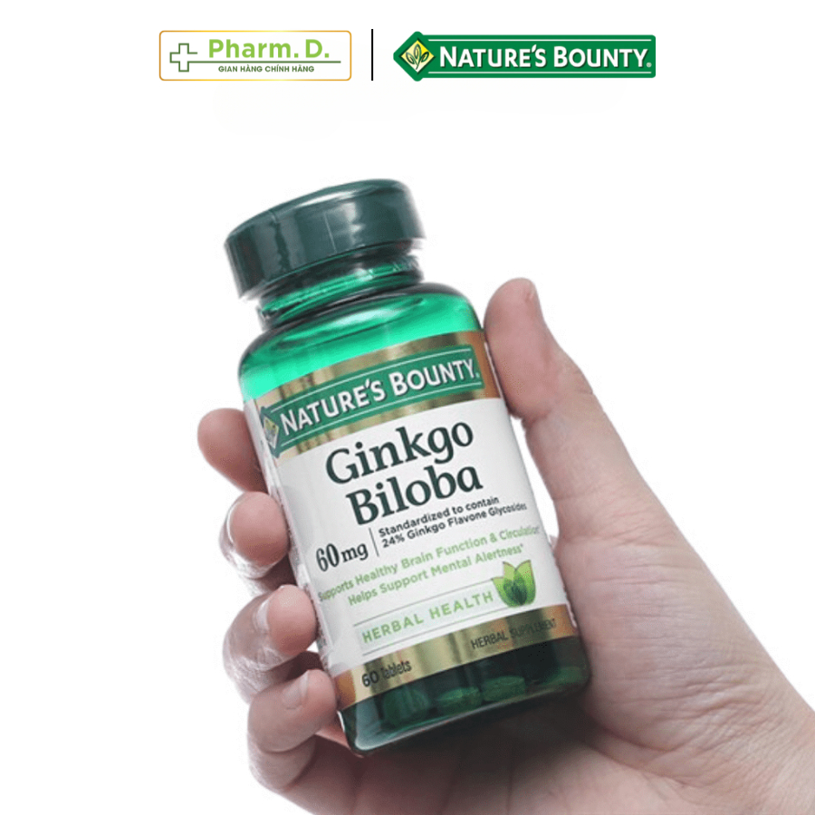 Viên Uống Hỗ Trợ Bổ Não, Cải Thiện Trí Nhớ NATURE'S BOUNTY Ginkgo Biloba Supports Healthy Brain (60 Viên)