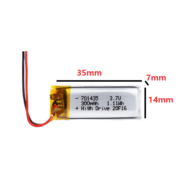 Pin sạc Lithium LiPo 1s 3.7V 300mah 701435 Cho tai nghe,loa Mp3 MP4 MP5 GPS PSP Bluetooth Mới 100%