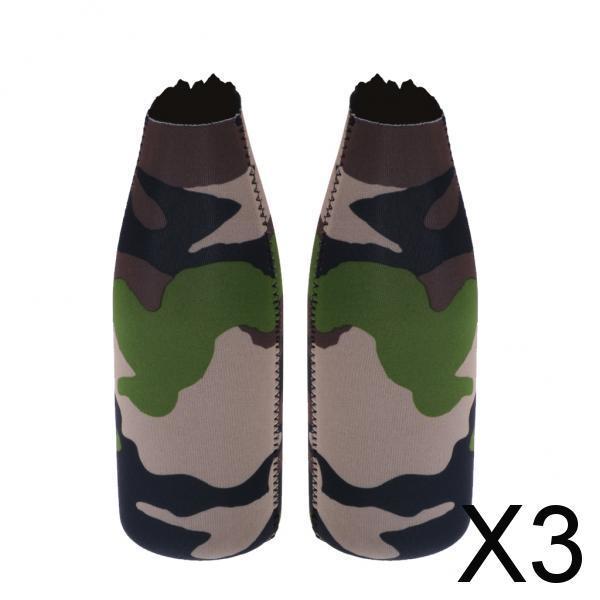 3x2pcs Camouflage Beer Bottle Cooler Neoprene Beverage Sleeve Holder Favour