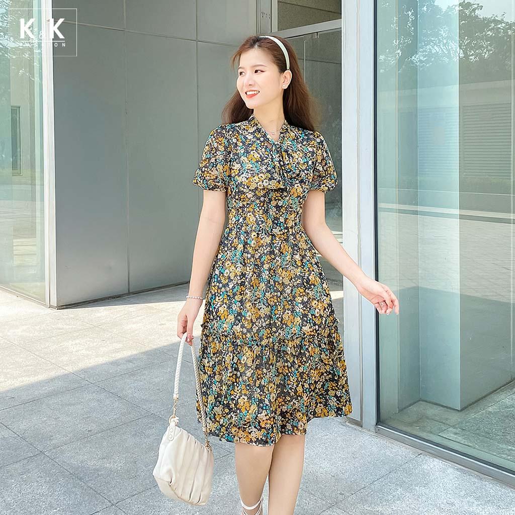 Đầm Hoa Dáng Xòe Đuôi Cá K&amp;K Fashion KK118-24 Chất Liệu Voan Xốp