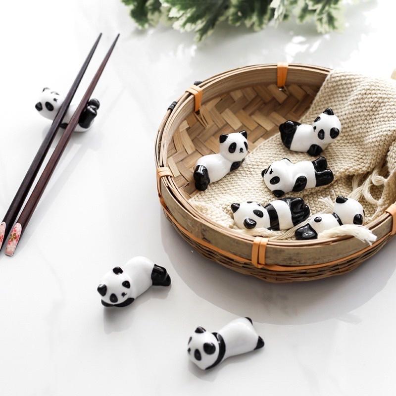 Gác đũa sứ gấu trúc kiểu Nhật các dáng, gác đũa sứ men bóng đẹp