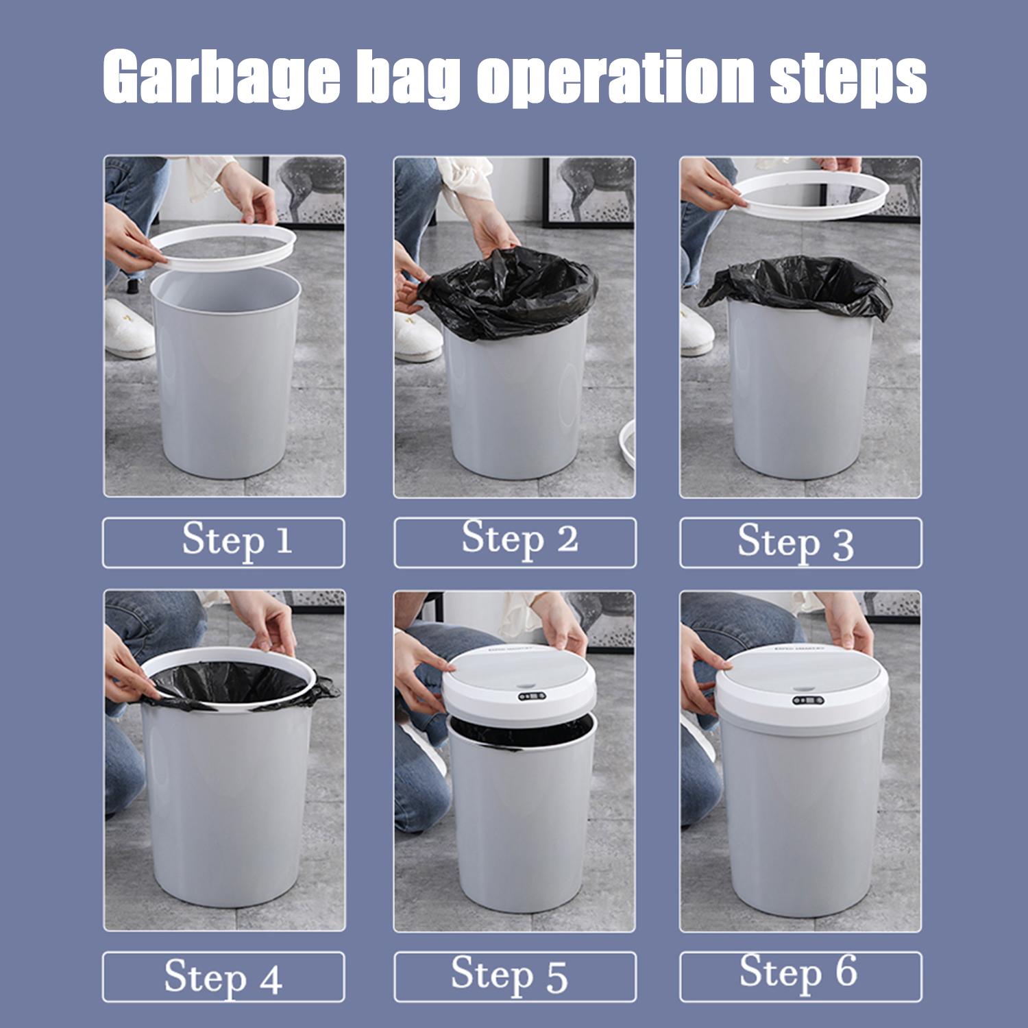 Thùng rác cảm ứng Knock, Thùng rác tự động Cảm biến chuyển động hồng ngoại có nắp đậy cho nhà bếp dung tích 12L