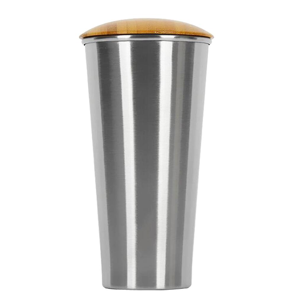 Stainless Steel Cup Camping Travel Coffee Tea Drinking Mug with Bamboo Lid