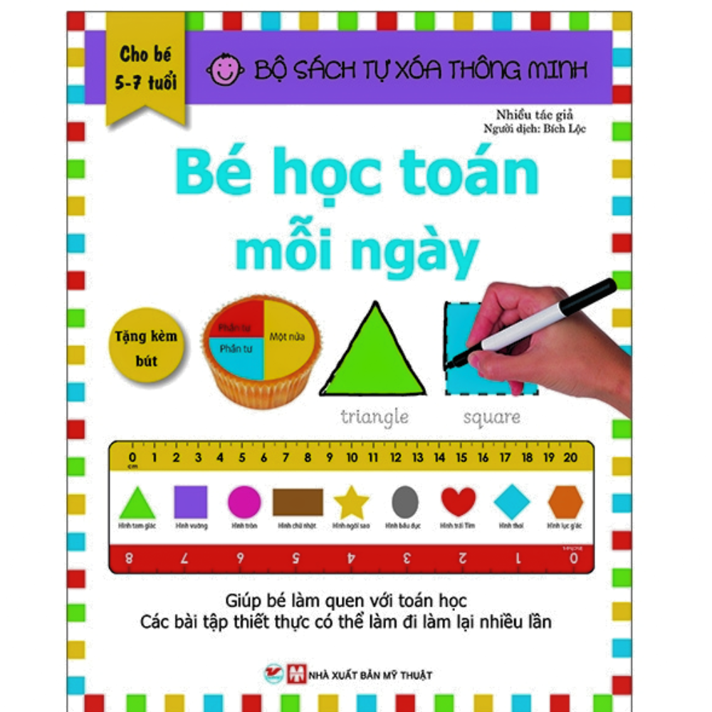 Combo Trọn Bộ 2 Cuốn: Bộ Sách Tự Xóa Thông Minh - Bé Học Toán Mỗi Ngày + Bé Làm Quen Với Toán Học - Tặng Bút Xóa