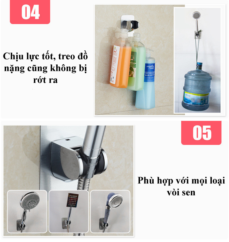 Giá Đỡ Vòi Sen Gật Gù Chỉnh Góc Gắn Tường bằng Miếng dán Siêu Dính Nhanh Gọn, Tiện Lợi