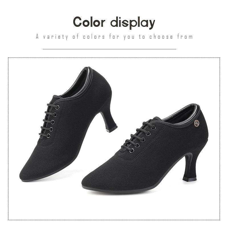 Giày khiêu vũ phụ nữ Dkzsyim Latin Black Oxford-Tango Dancing Giày khiêu vũ Ballroom Salsa Dance Shoes Đóng ngón chân cao 5/7.5cm Color: 5CM-Indoor Shoe Size: 38