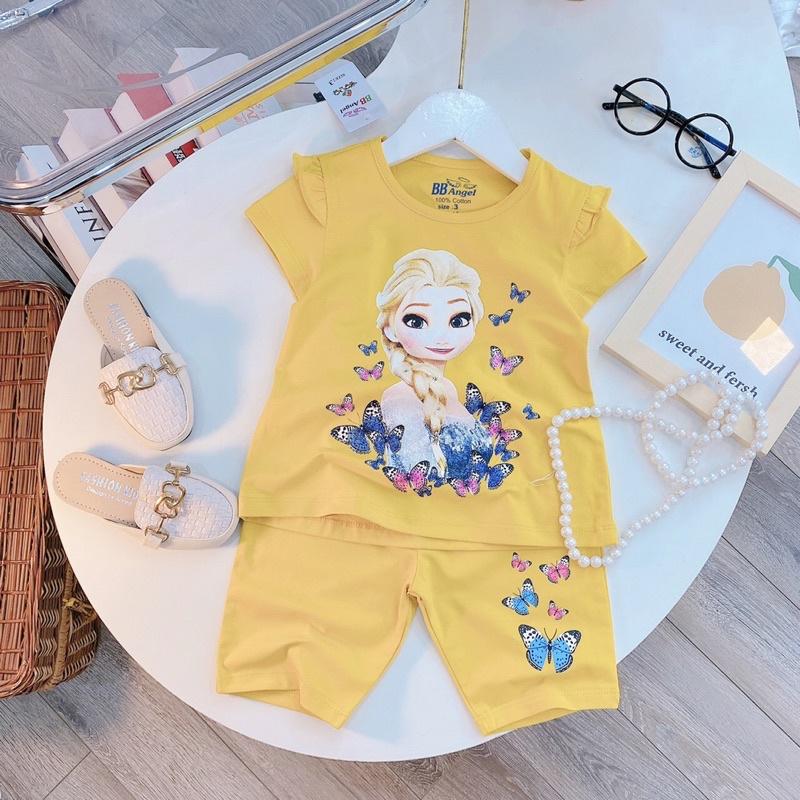 Bộ bé gái công chúa Elsa - nhân vật hoạt hình bé gái nào cũng mê với bốn màu hồng phấn, hồng sen, ghi, vàng