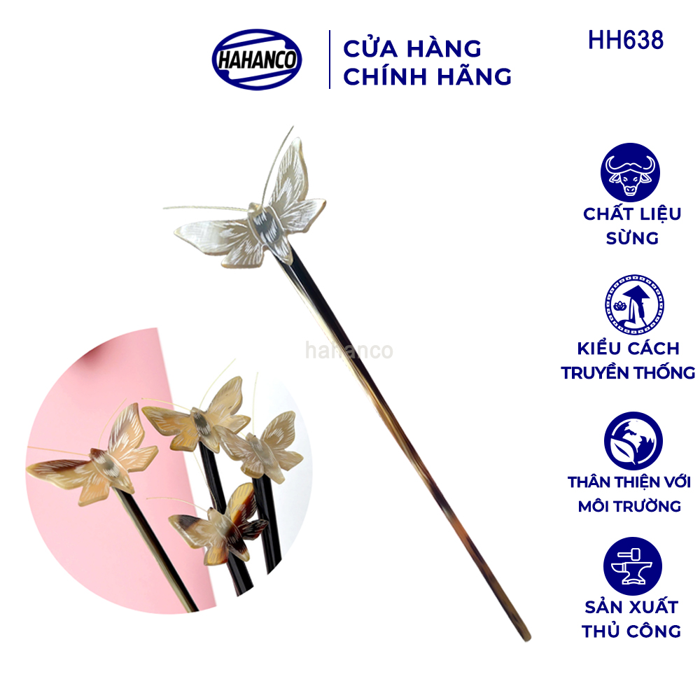 Trâm Cài Tóc Hồ Điệp Bằng Sừng HAHANCO Phụ Kiện Cài Tóc Cho Phái Nữ - HH638