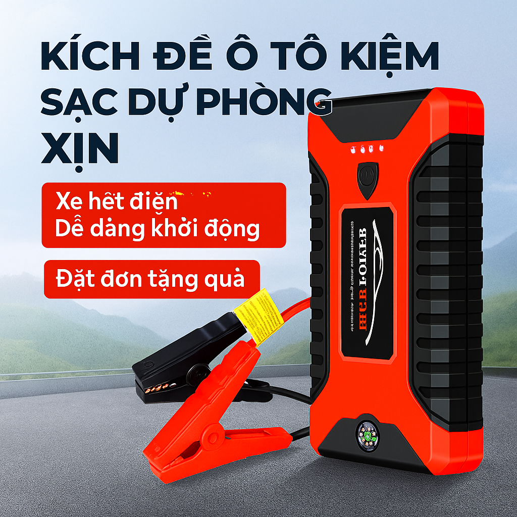 Kích Đề Nổ Ô Tô Nhật Bản Loại Xịn – Dùng Được Cho Xe Máy, Ô Tô, Có Đèn Pin Và Sạc Dự Phòng Cực Đỉnh
