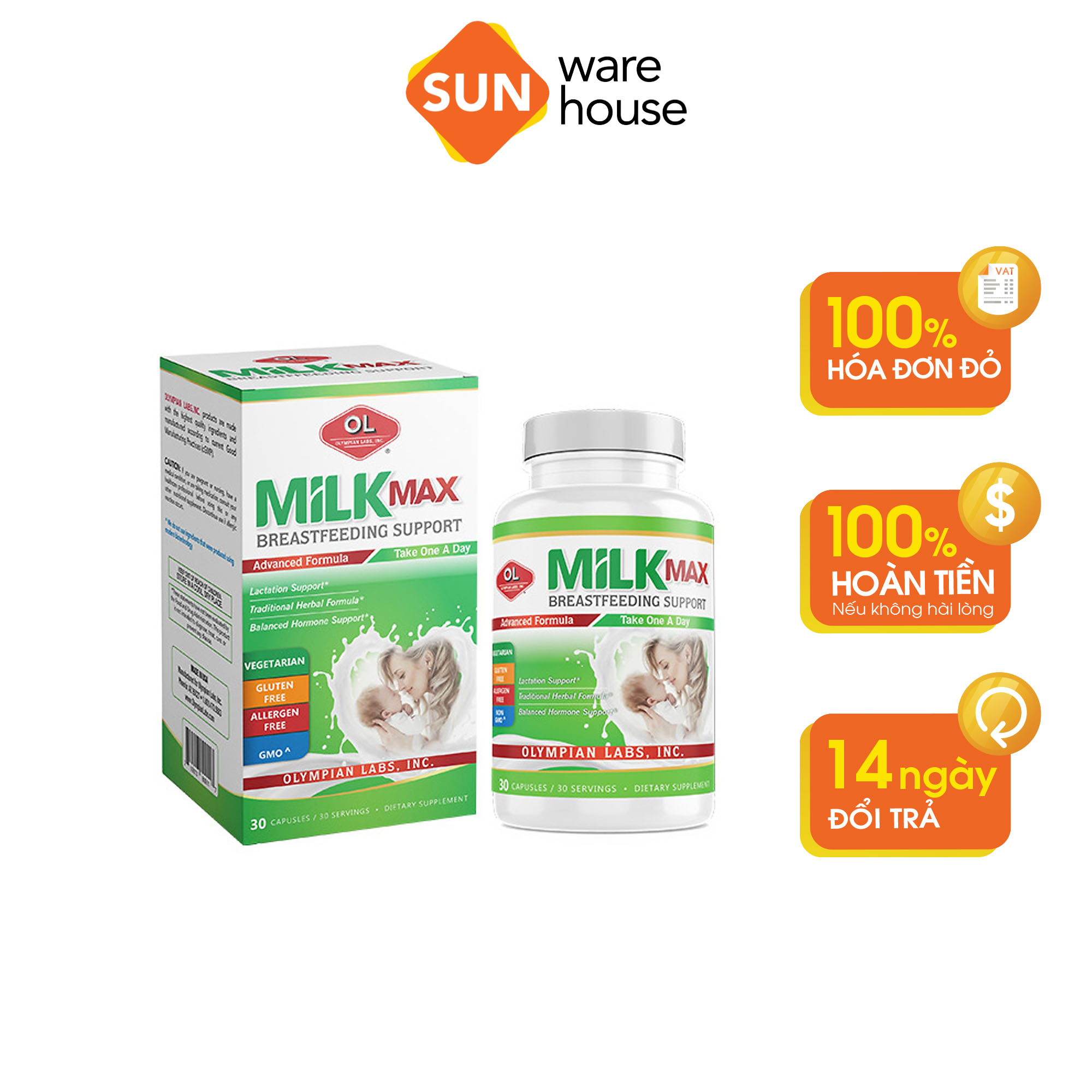 Viên Uống Lợi Sữa Olympian Labs Milk Max Breastfeeding Support - Hộp 30 Viên