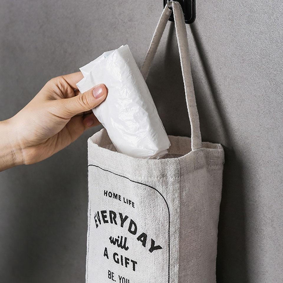 Wall Hanging Kitchen Garbage Bag Sstorage Rack Bathroom Plastic Bag Nordic style Cover Storage Bag