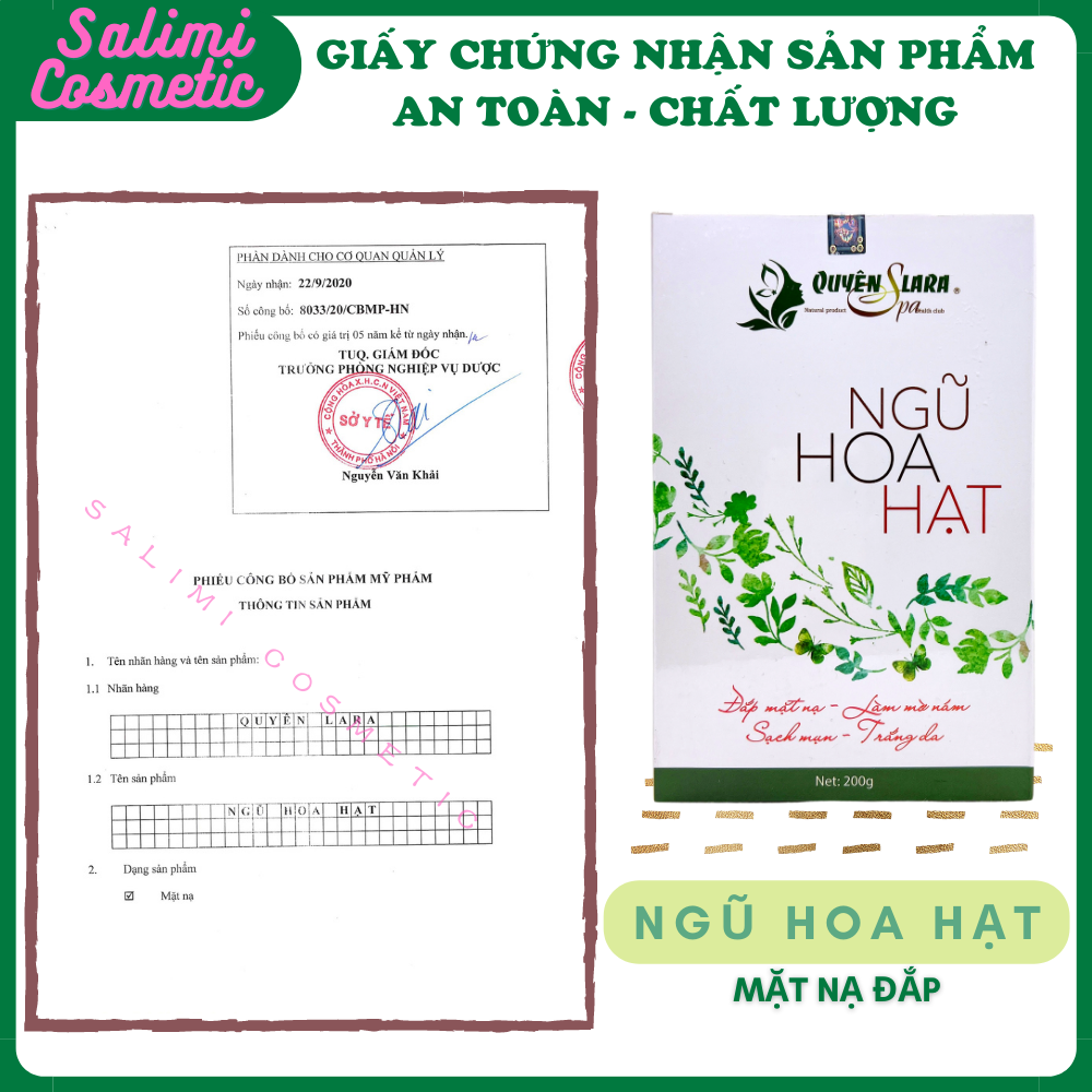 Mặt Nạ Đắp NGŨ HOA HẠT Quyên Lara - Giúp Mờ Nám, Sạch Mụn, Tàn Nhang, Trắng Da, Cân Bằng Độ Ẩm Cho Da, Làm Mát Da, Chống Dị Ứng | Trọng Lượng 200 Gram - HÀNG CHÍNH HÃNG