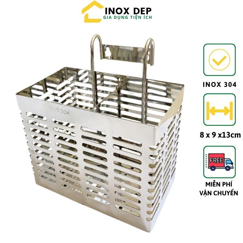 Ống đựng đũa thìa inox 304 hình vuông, Kệ đựng muỗng đũa cao cấp chống han gỉ an toàn vệ sinh