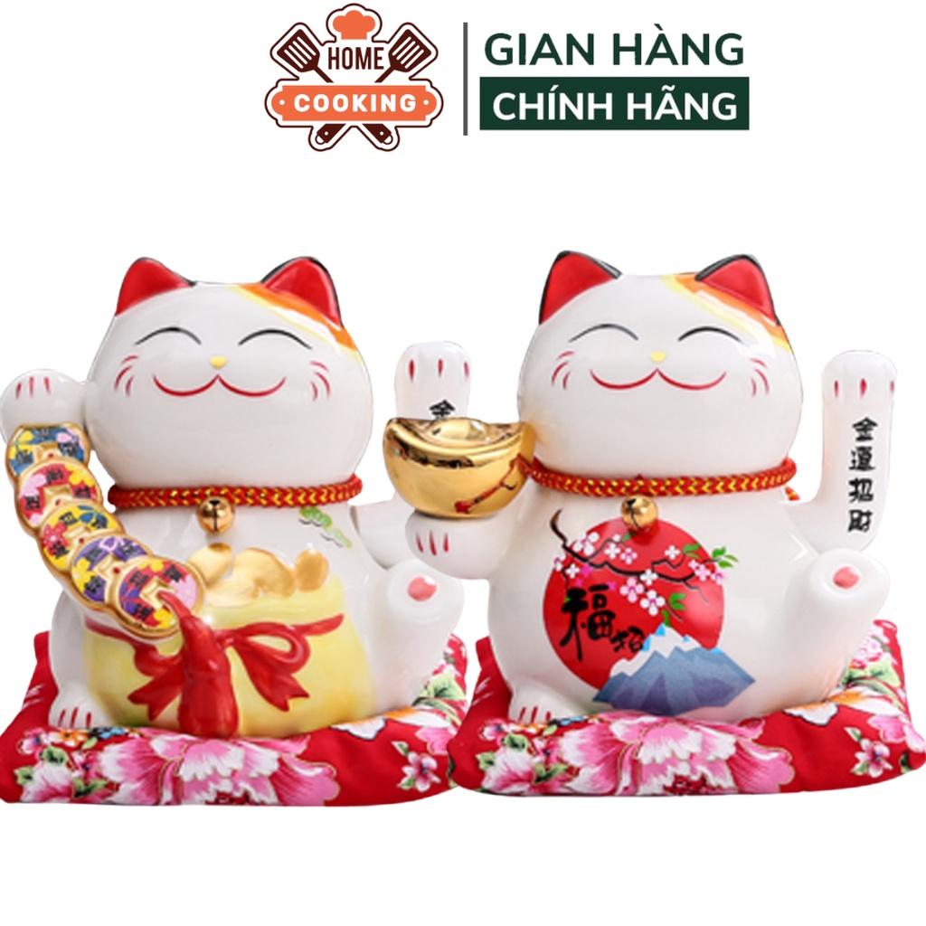 Mèo thần tài may mắn phát tài, phát lộc cho gia chủ vẫy tay Nhật Bản Maneki Nekko chất liệu gốm sứ cao cấp nhiều mẫu