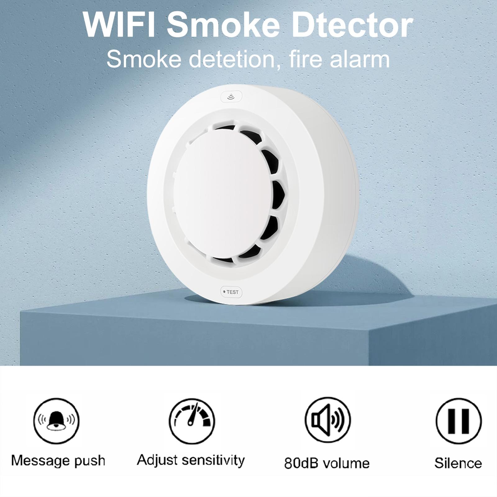 Tuya WiFi Smart Smoke Detector Wireless Smart Fire Smoke Alarm for Fire Sensor Home Security System Fireman Smoke Alarm