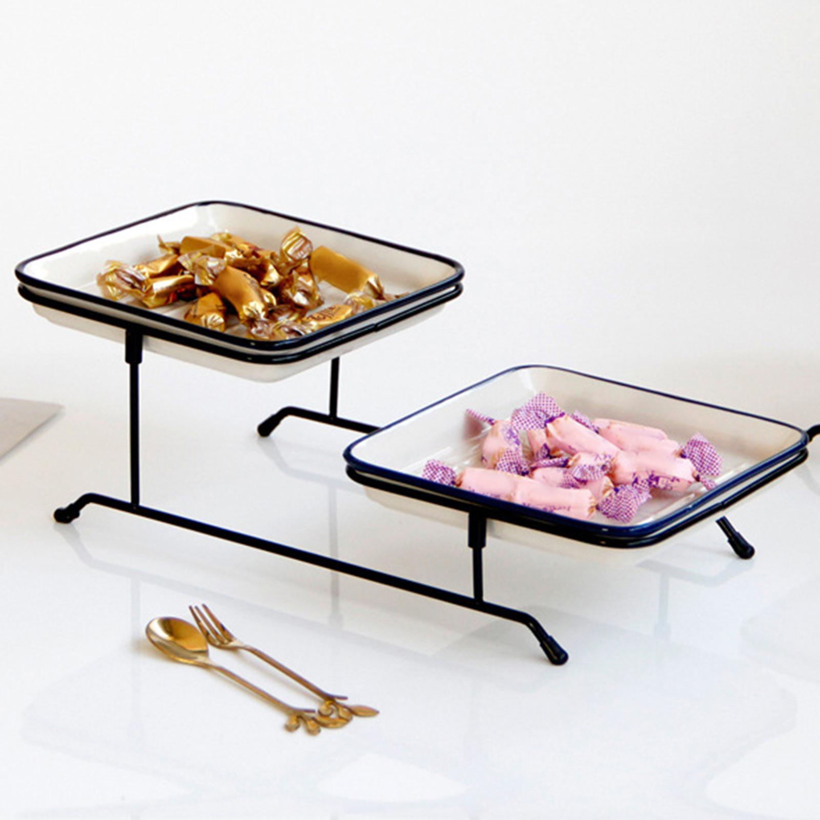 2 Tier Serving Tray Mini Cake Cupcake Stand with Rack Dessert Tray for Wedding Decor