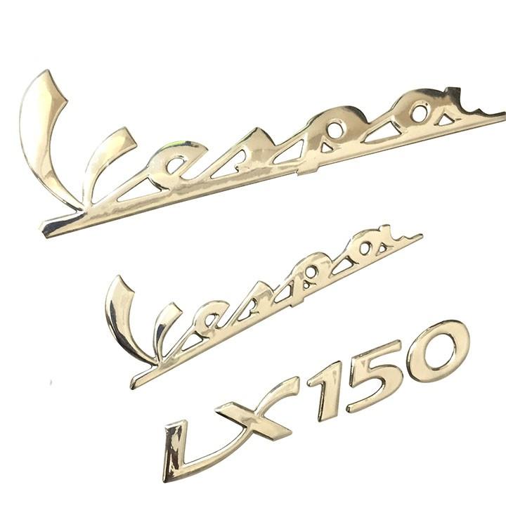 Bộ 3 Tem Logo Nổi Vespa LX150 Dán Xe