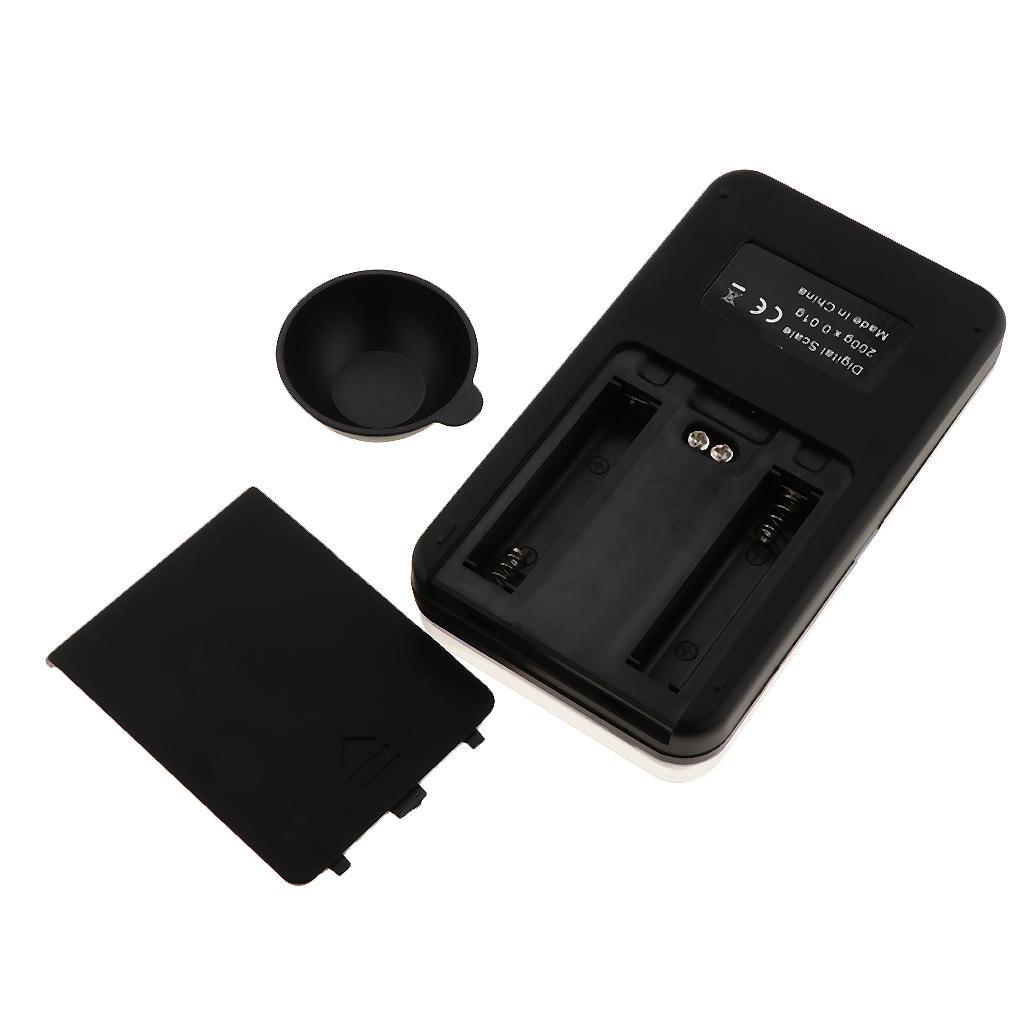 Mini Digital Pocket Scale Portable Jewelry Kitchen Scale Black 200g/0.01g