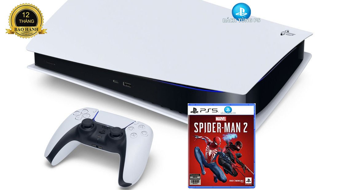 Máy chơi game Sony Ps5 tặng kèm game Spider Man 2 Asia - Hàng nhập khẩu