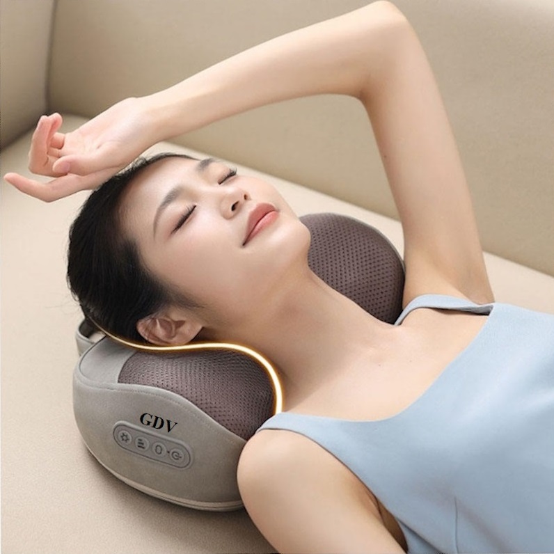 [Tặng củ sạc + cáp sạc] Gối Massage Cổ Vai Gáy Không Dây GDV S8 Ruột Gối Bằng Cao Su Non Loại 20 Bi Dùng Pin Sạc - Màu Ngẫu Nhiên - Hàng Chính Hãng