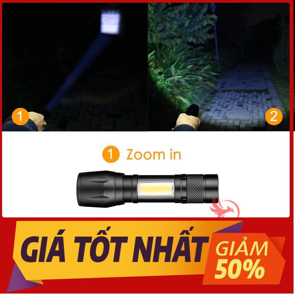 Đèn pin siêu sáng mini bin sạc điện usb bóng led xpe cob có zoom chống nước cầm tay chuyên dụng