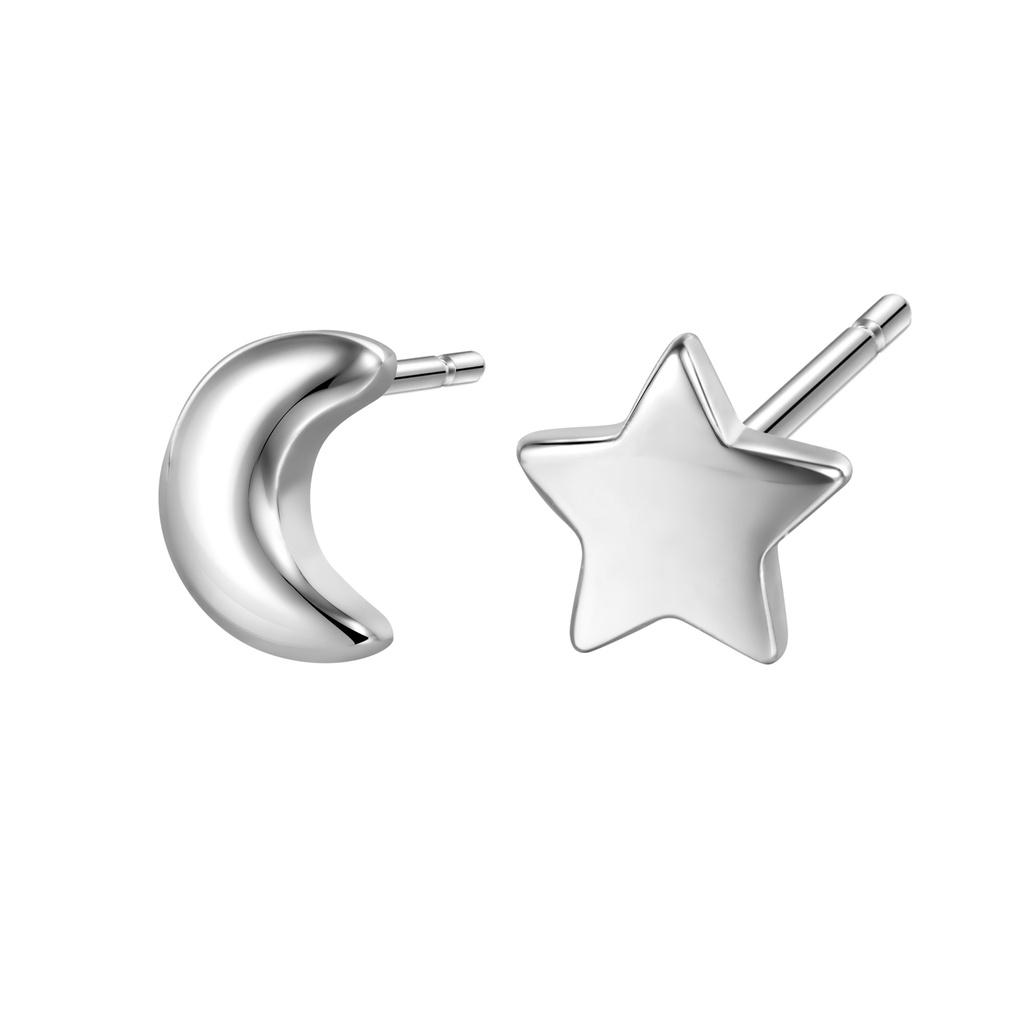 Bông Tai Bạc Nữ Trăng - Sao Đeo Sát Tai Cá Tính B2624 - Bảo Ngọc Jewelry