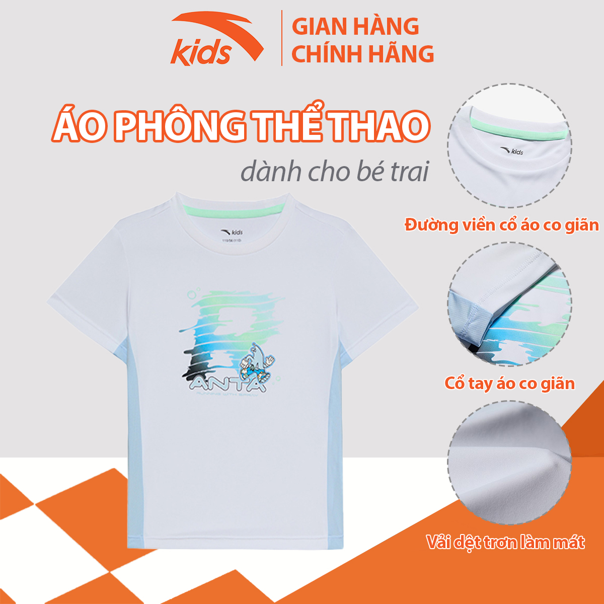 Áo phông thể thao bé trai Anta Kids W352329119