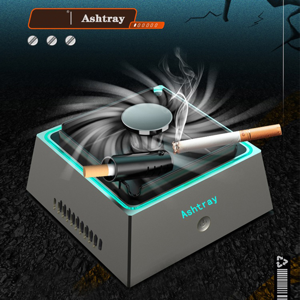 Máy hút mùi khói thuốc la thụ động Ashtray purifier 2 tốc độ gió công suất 3W, dung lượng pin 1200mAh kết hợp gạt tàn lọc không khí, có đèn led