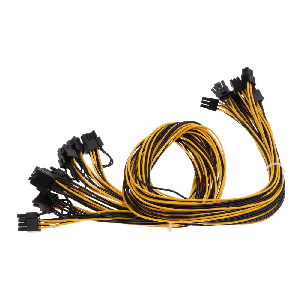 2x8Pcs PCI-E 6pin to 6+2Pin Power Splitter Cable Graphics Video Card Cord