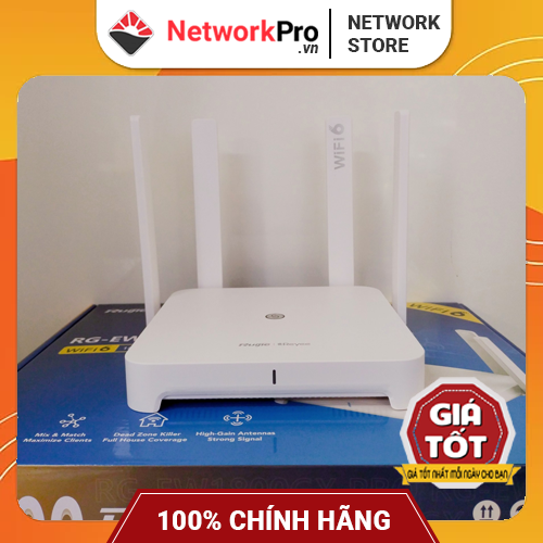 Router WiFi 6 Ruijie RG-EW1800GX PRO Hàng Chính Hãng – Băng Tần Kép, Tốc Độ 1200Mbps, Chịu Tải 48 User