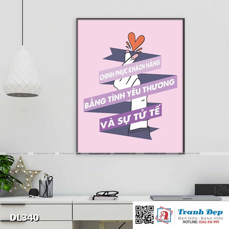 Tranh động lực trang trí phòng làm việc - Chinh phục khách hàng bằng tình yêu thương và sự tử tế - DL340