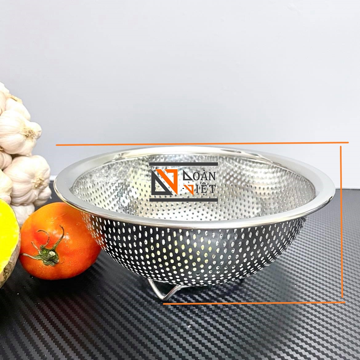  RỔ INOX (RÁ INOX) CAO CẤP. Dụng cụ đựng chứa thực phẩm với 3 chân cao TIỆN LỢI dùng trưng hoa quả, rửa rau củ quả, phơi hong bánh