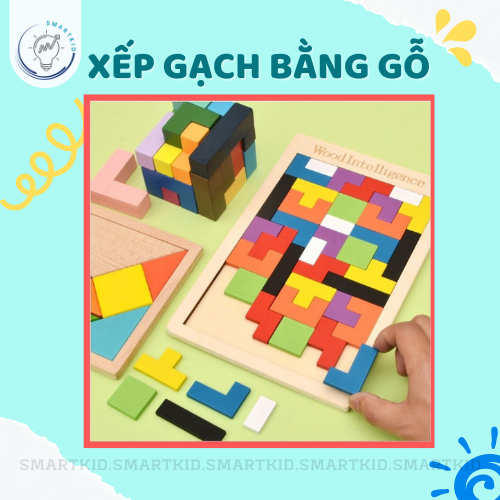 Đồ chơi xếp gạch bằng gỗ - Đồ chơi tư duy cho bé 2+