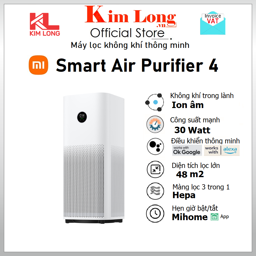 Máy lọc không khí Xiaomi Smart Air Purifier 4 Bản Quốc Tế - Hàng chính hãng