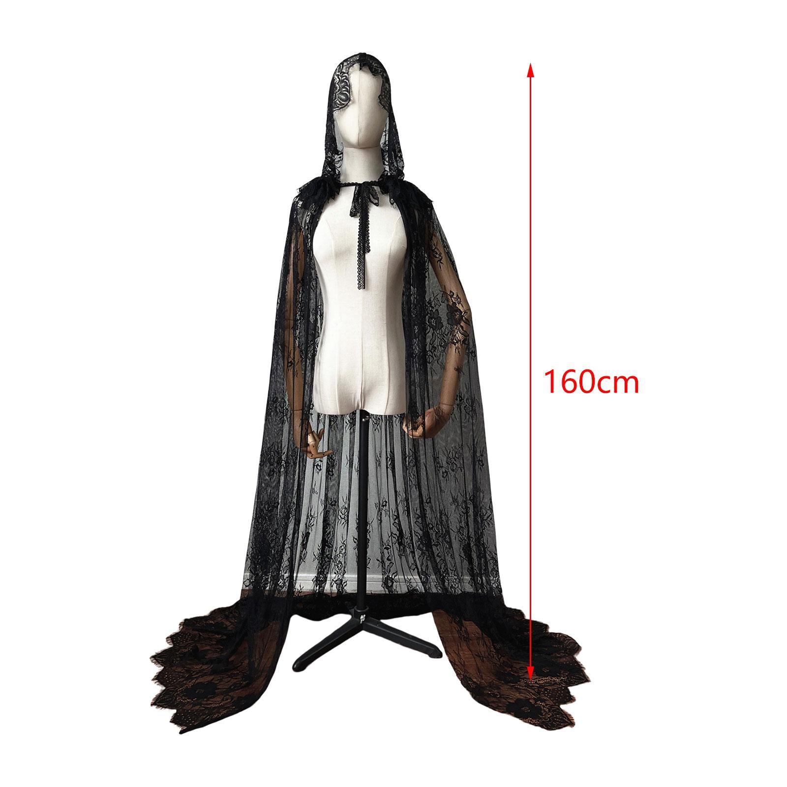 Long Hooded Cloak Cape Hooded Cape Open Front Floor Length Wedding Bridal Cloak for Women Halloween Costume for Medieval Costumes Masquerade