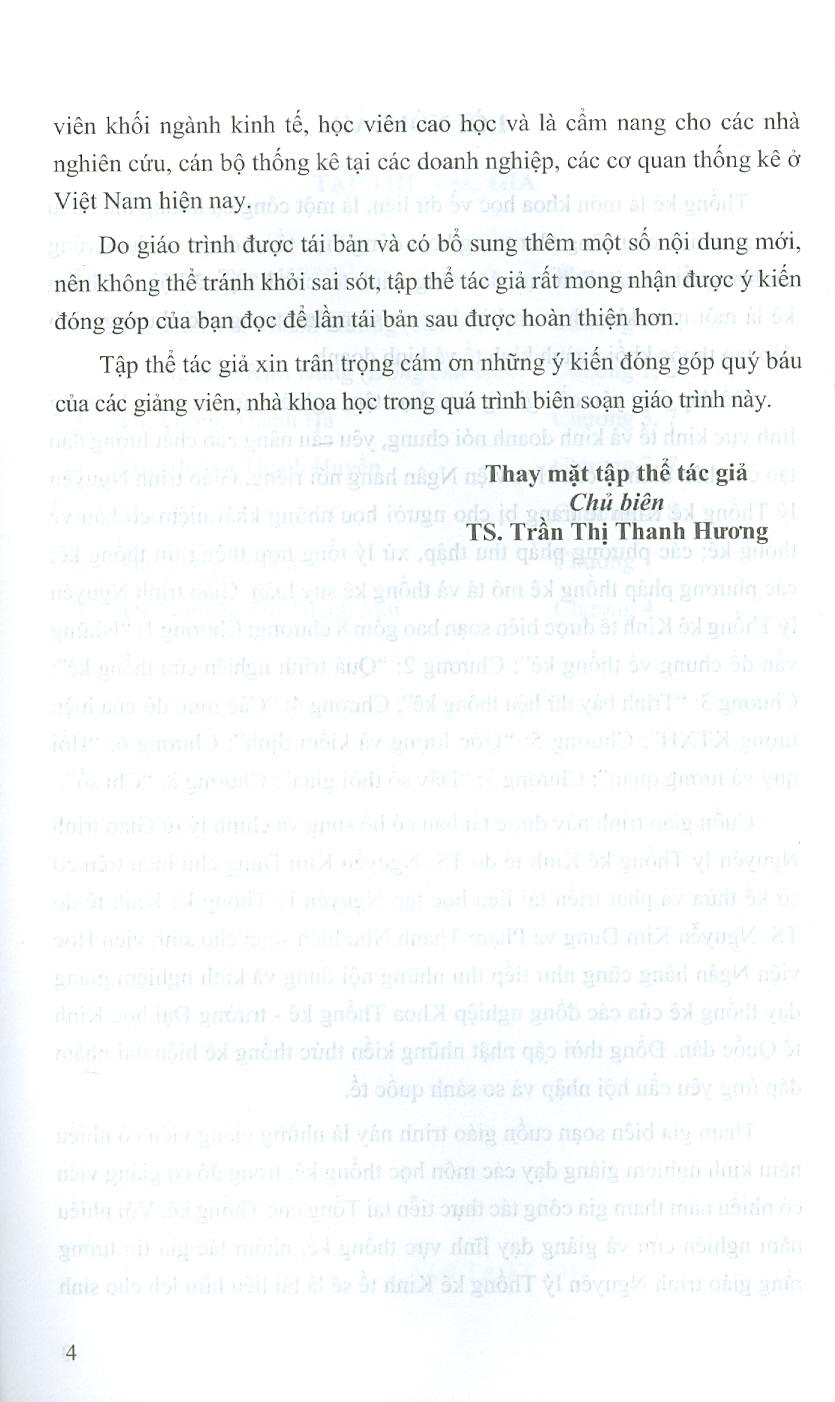 Giáo trình Nguyên Lý Thống Kê Kinh Tế (Tái bản có bổ sung và chỉnh lý) - Học viện Ngân hàng - Đồng chủ biên: TS. Trần Thị Thanh Hương, TS. Nguyễn Kim Dung