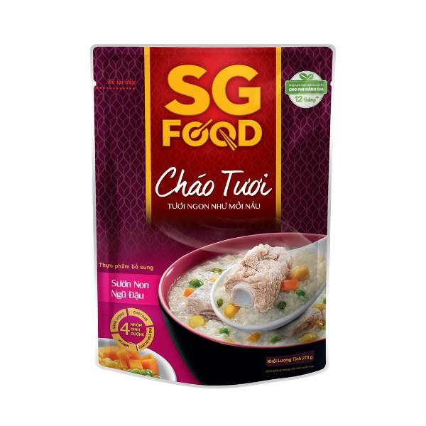 Cháo Tươi SG Food combo 5 gói đủ vị (Thịt Bằm, Sườn Non, Lươn, Cá Lóc, Cá Hồi) x 240g