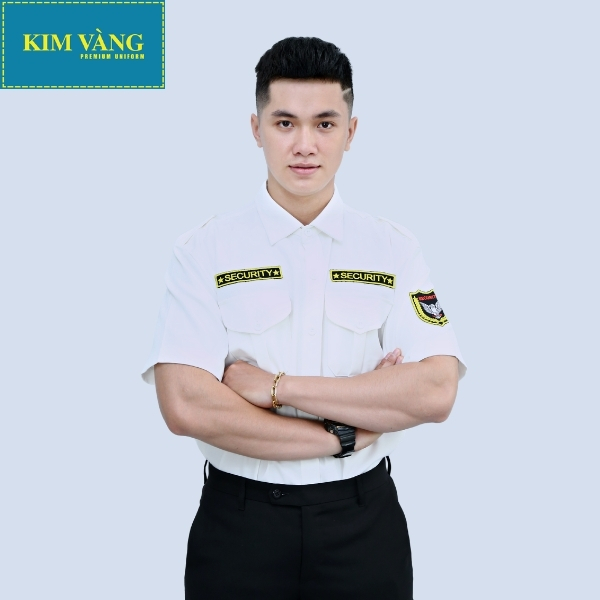 [KIM VÀNG] Áo bảo vệ nam nữ đồng phục an ninh tay ngắn chất liệu Kaki thun thoáng mát- Màu trắng mẫu 01