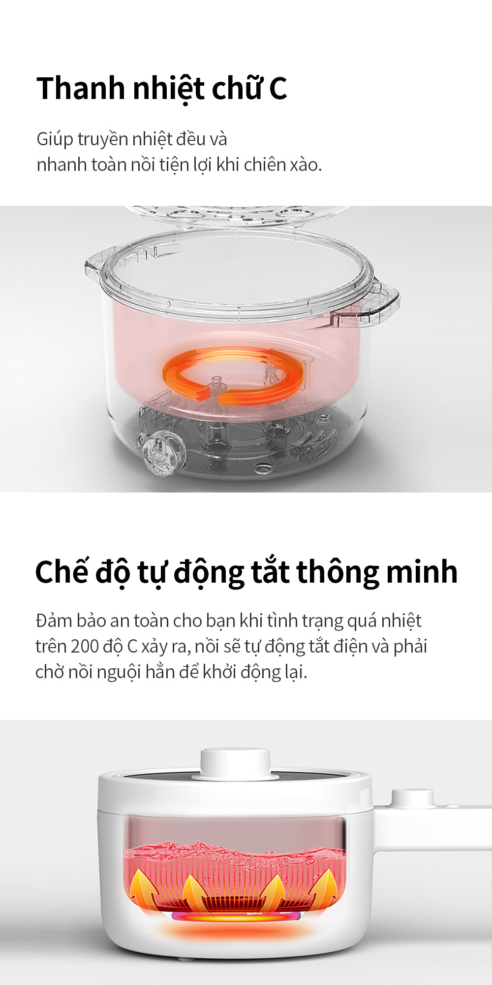 Nồi điện đa năng Locknlock Electric multi pot EJP436IVY 220V, 50Hz, 600W, 1.5L- Màu ngà - Hàng chính hãng