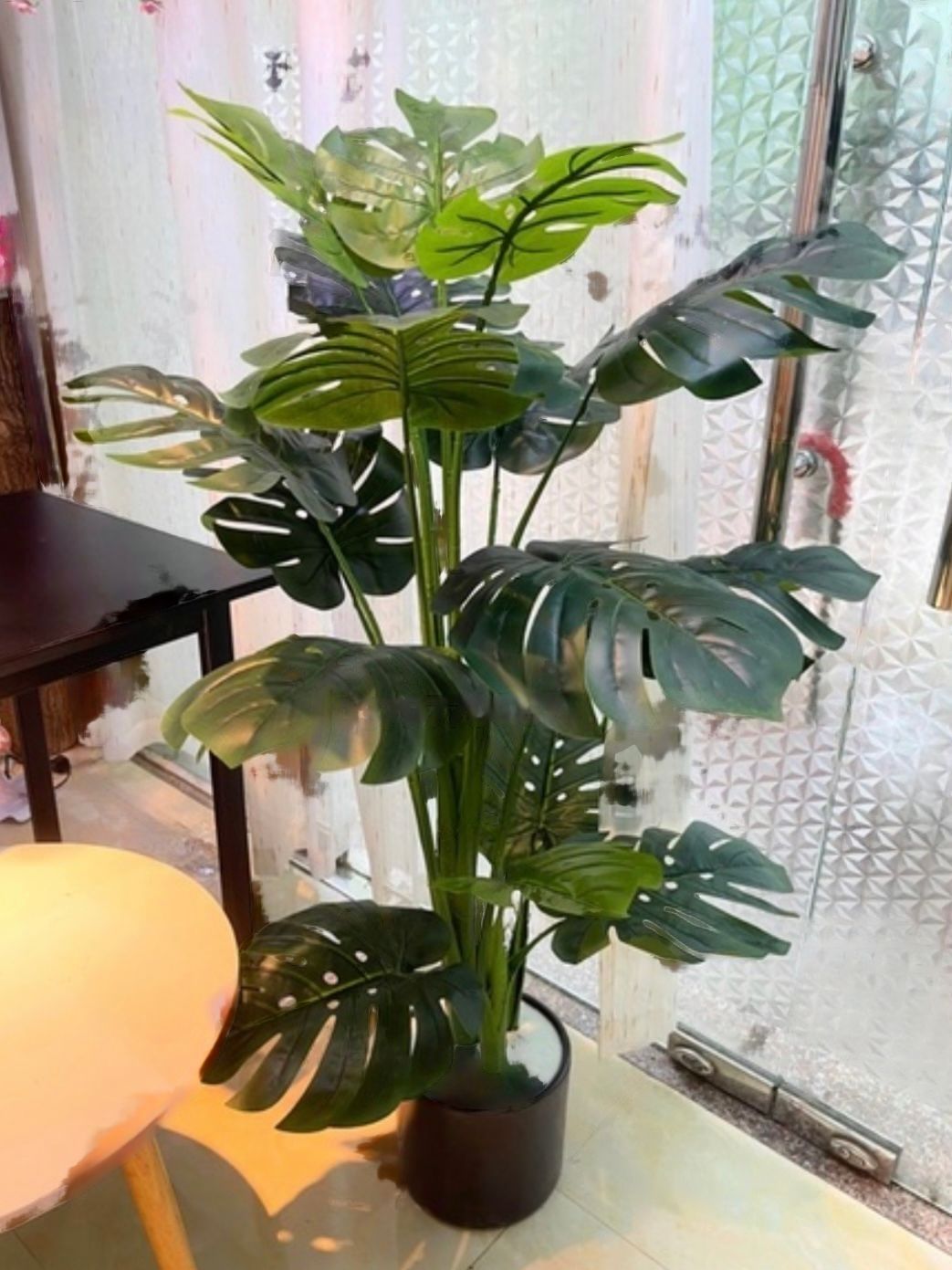 Cây giả – Cây trầu bà lá xẻ nam mỹ monstera giả – Chậu gồm 3 nhánh 18 lá – Cao 130 cm – Cây lá rùa, lá rách – Cây nội thất giả, hoa lụa trang trí decor