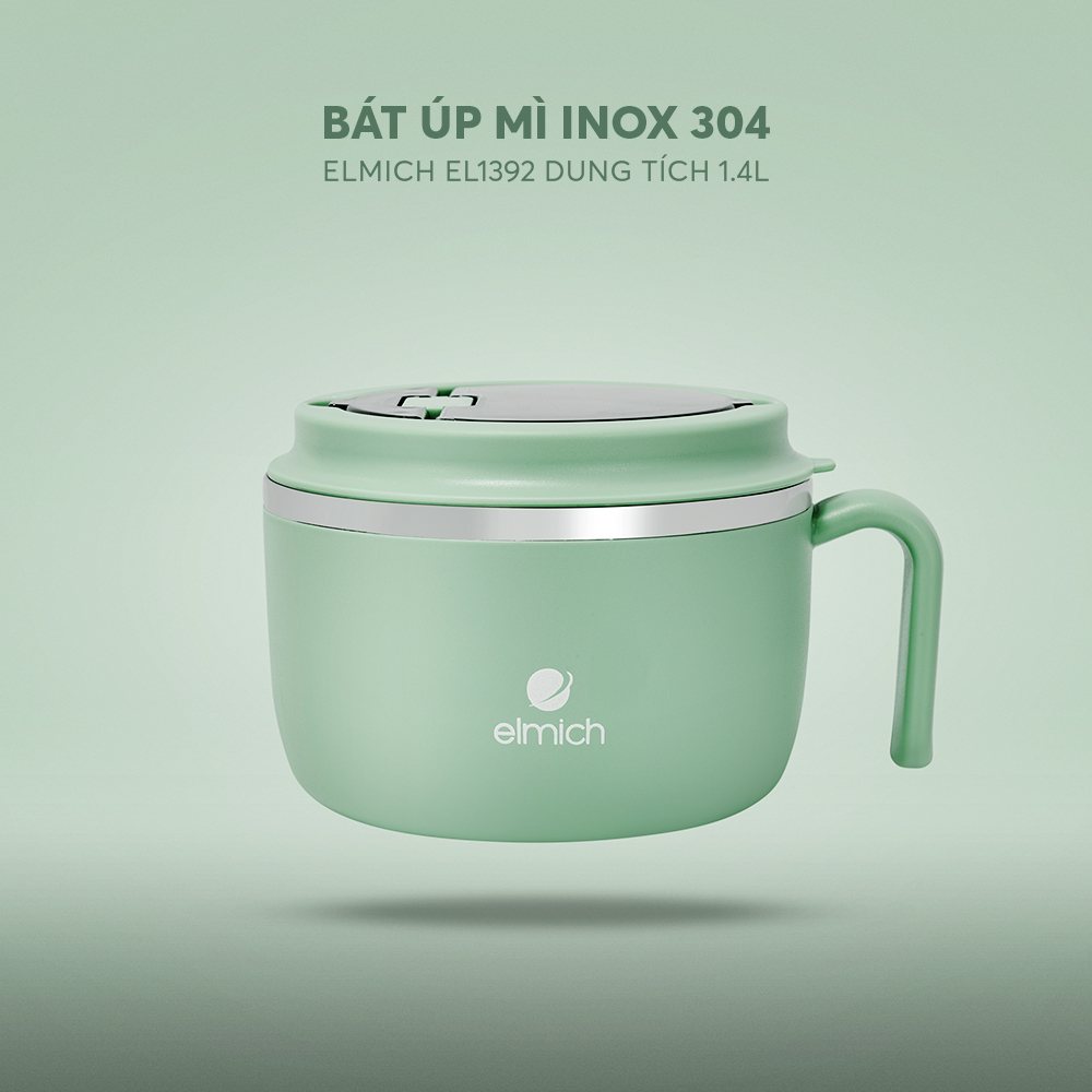 Bát Úp Mì Inox 304 Elmich EL1392 1.4L, Hàng Chính Hãng, Tay Cầm Tiện Lợi, Có Van Hơi - JoyMall